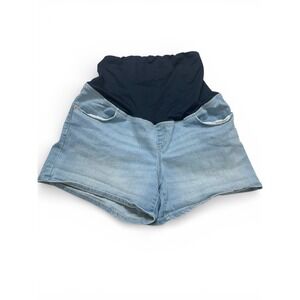 Isabel Maternity Ingrid & Isabel Denim Midi Shorts Size 14 Blue Full Panel